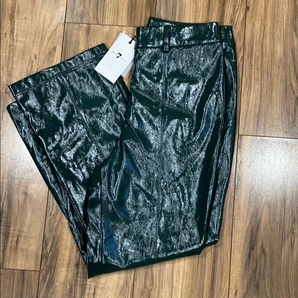 7 For all mankind Shiny green Faux Leather Pants - Picture 3 of 7